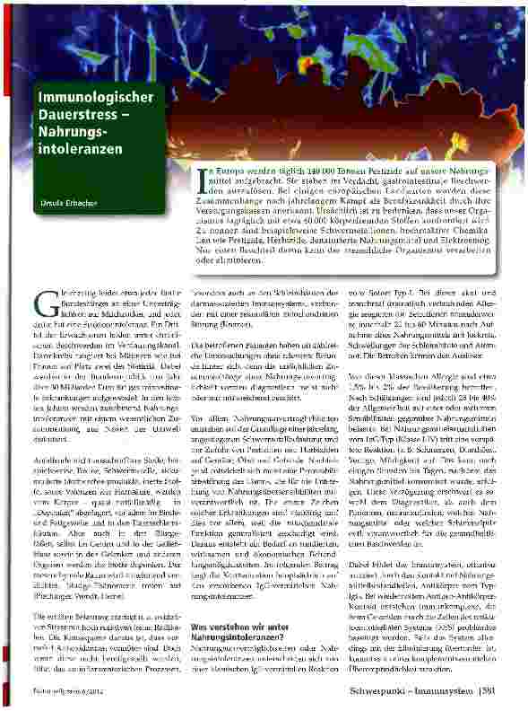 Vorschauseite 1: Immunologisch« Dauerstress -Nahrungsintoleranzen