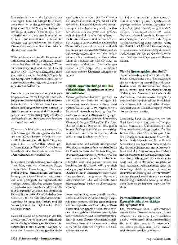 Vorschauseite 2: Immunologisch« Dauerstress -Nahrungsintoleranzen