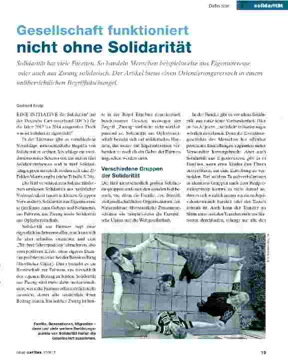 Vorschauseite 1: Gesellschaft funktioniert nicht ohne Solidarität