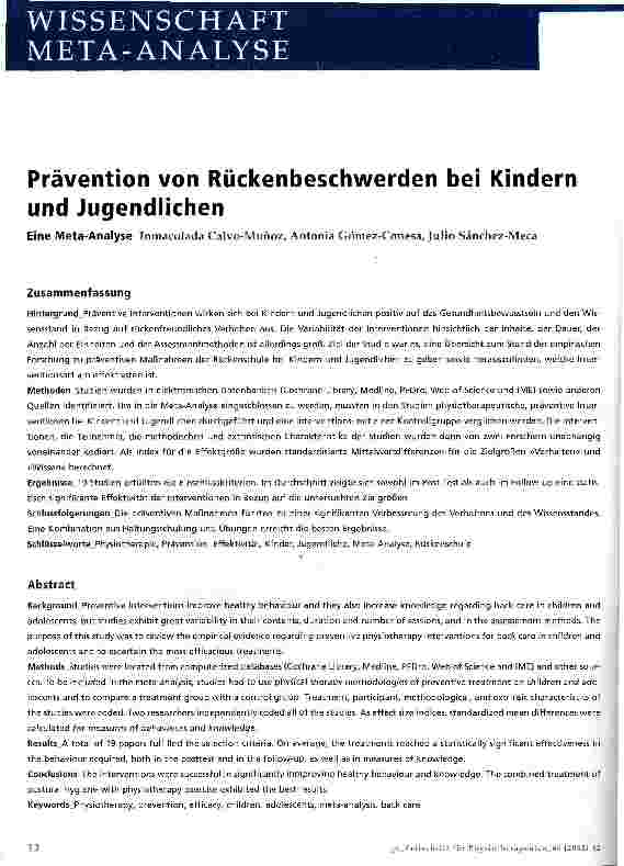 Vorschauseite 1: Prävention von Rückenbeschwerden bei Kindern und Jugendlichen