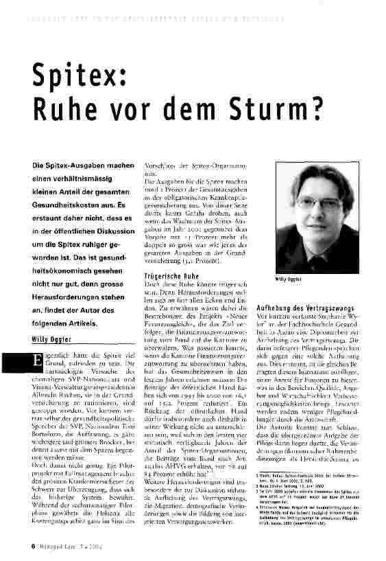 Vorschauseite 1: Spitex: Ruhe vor dem Sturm?
