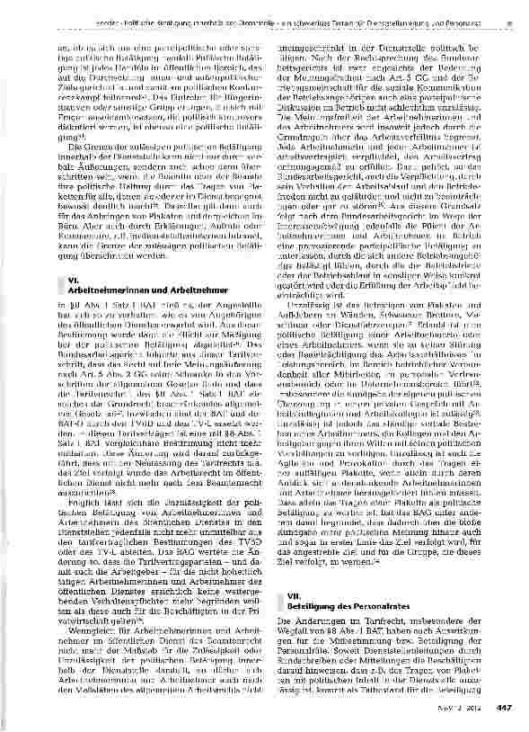 Vorschauseite 4: Politische Betätigung innerhalb der Dienststelle-ein schwieriges Terrain für Dienststellenleitung und Personalrat