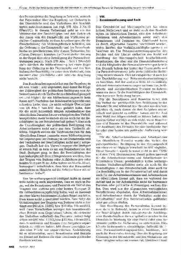 Vorschauseite 5: Politische Betätigung innerhalb der Dienststelle-ein schwieriges Terrain für Dienststellenleitung und Personalrat