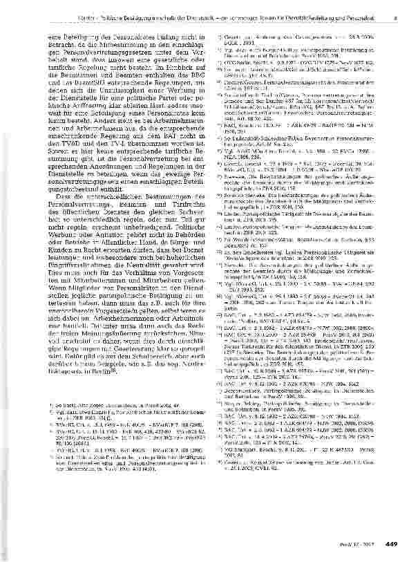 Vorschauseite 6: Politische Betätigung innerhalb der Dienststelle-ein schwieriges Terrain für Dienststellenleitung und Personalrat