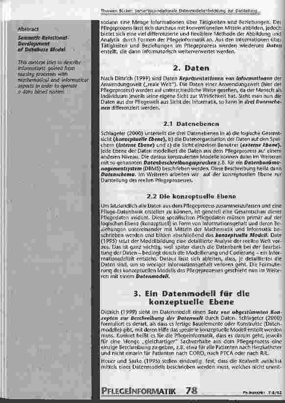 Vorschauseite 2: Semantisch-relationale Datenmodellentwicklung Zur Darstellung pflegerischer Aktivitäten in der Pflegeinformatik
