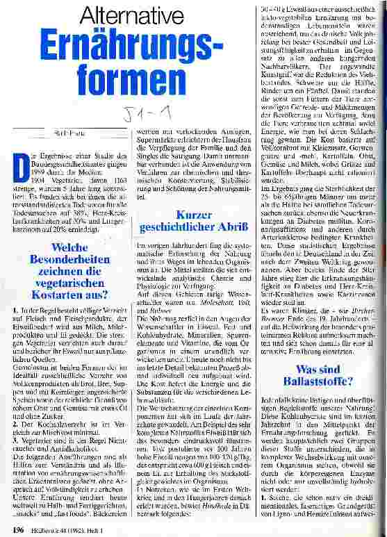 Vorschauseite 1: Alternative Ernährungsformen