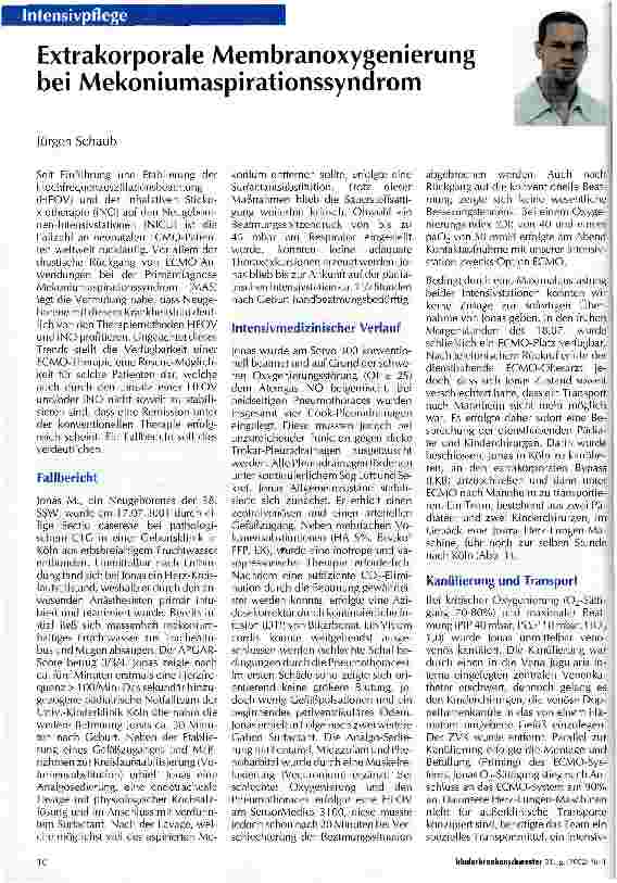 Vorschauseite 1: Extrakorporale Membranoxygenierung bei Mekoniumaspirationssyndrom