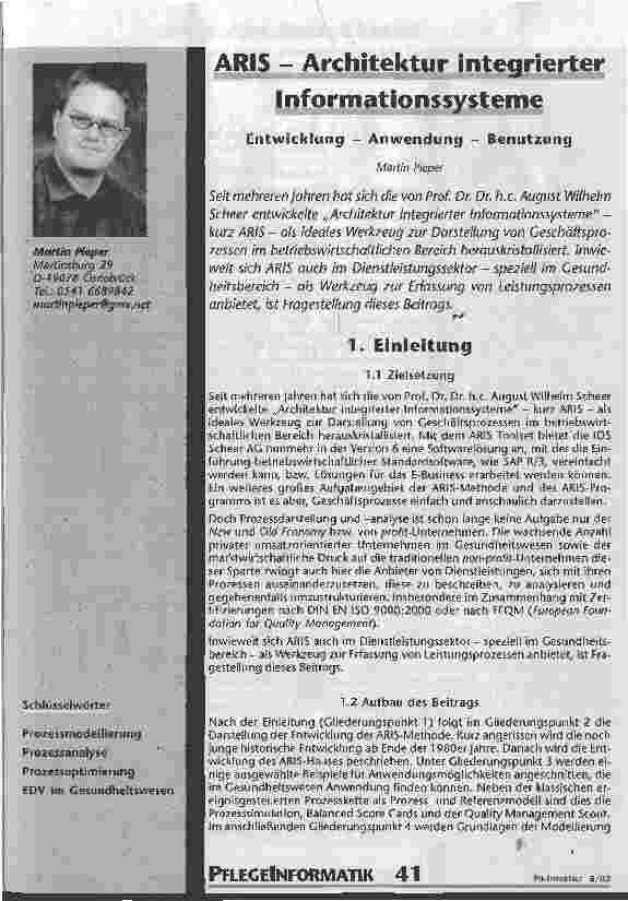 Vorschauseite 1: ARIS - Architektur integrierter Informationssysteme Entwicklung - Anwendung - Benutzung