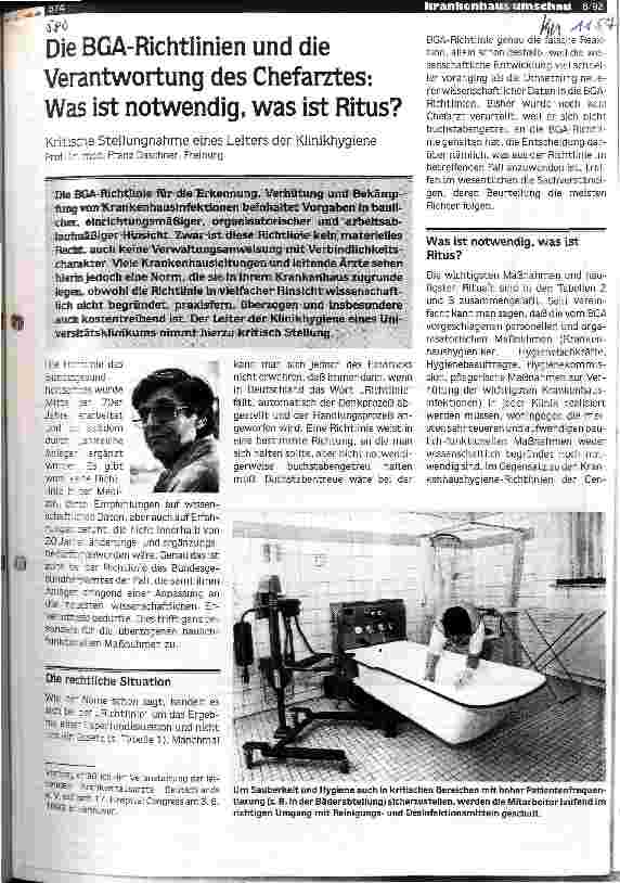 Vorschauseite 1: Die BGA-Richtlinien und die Verantwortung des Chefarztes: Was ist notwendig, was ist Ritus?