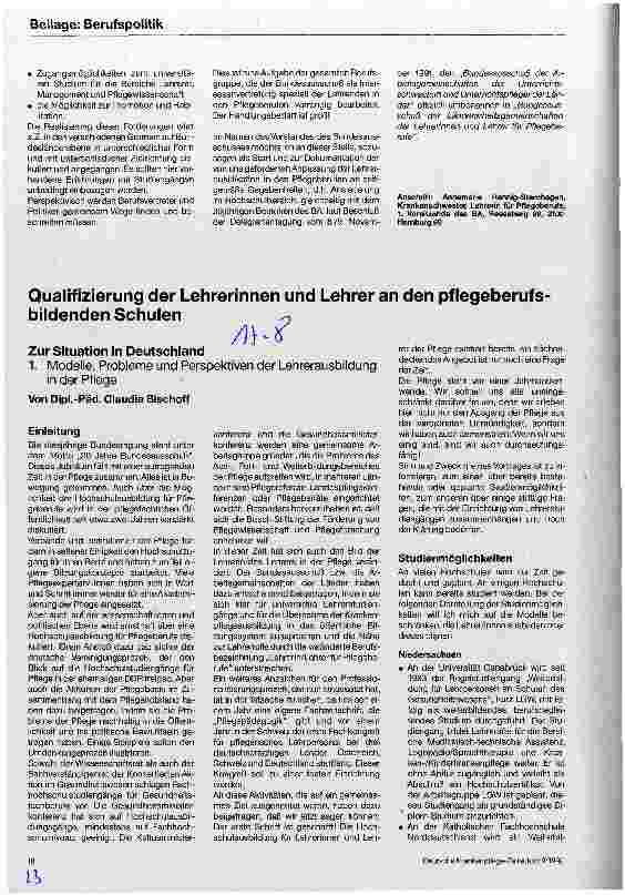 Vorschauseite 1: Qualifizierung der Lehrerinnen und Lehrer an pflegeberufsbildenden Schulen
