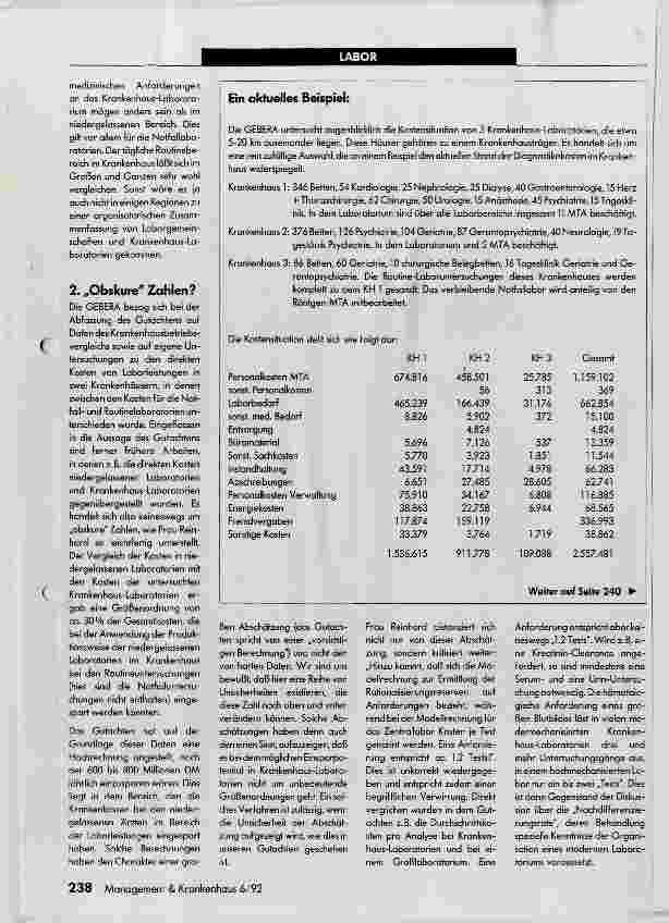 Vorschauseite 2: Die Krankenhaus-Laboratorien können von den Strukturen des niedergelassenen Bereichs lernen