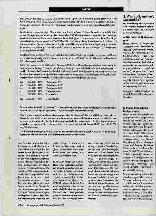 Vorschauseite 3: Die Krankenhaus-Laboratorien können von den Strukturen des niedergelassenen Bereichs lernen