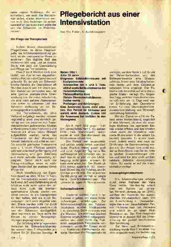Vorschauseite 1: Pflegebericht aus einer Intensivstation