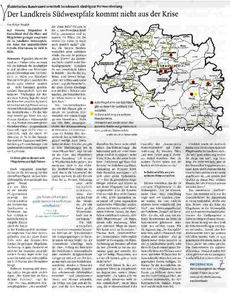 Vorschauseite 1: Der Landkreis Südwestpfalz kommt nicht aus der Krise