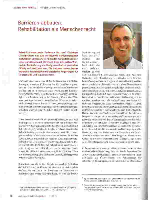 Vorschauseite 1: Barrieren abbauen: Rehabilitation als Menschenrecht