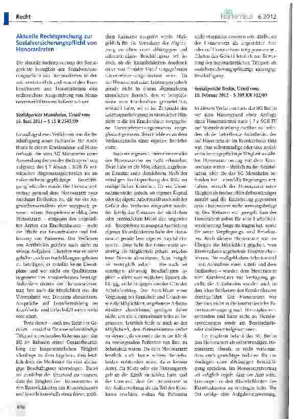 Vorschauseite 3: Honorararztwesen und Scheinselbstständigkeit - eine Standortbestimmung