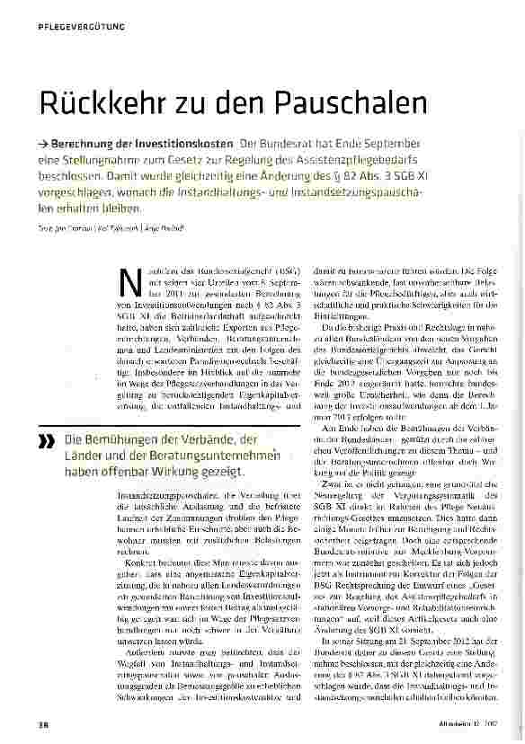 Vorschauseite 1: Rückkehr zu den Pauschalen