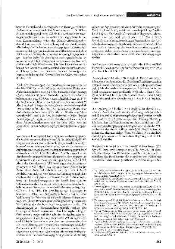 Vorschauseite 2: Die Menschenwürde im Asylbewerberleistungsrecht Anmerkungen zum Urteil des Bundesverfassungsgerichts vom 18.7.2012 -1 BvL 10/10 und 1 BvL 2/11 - ZFSH/SGB 2012, 450