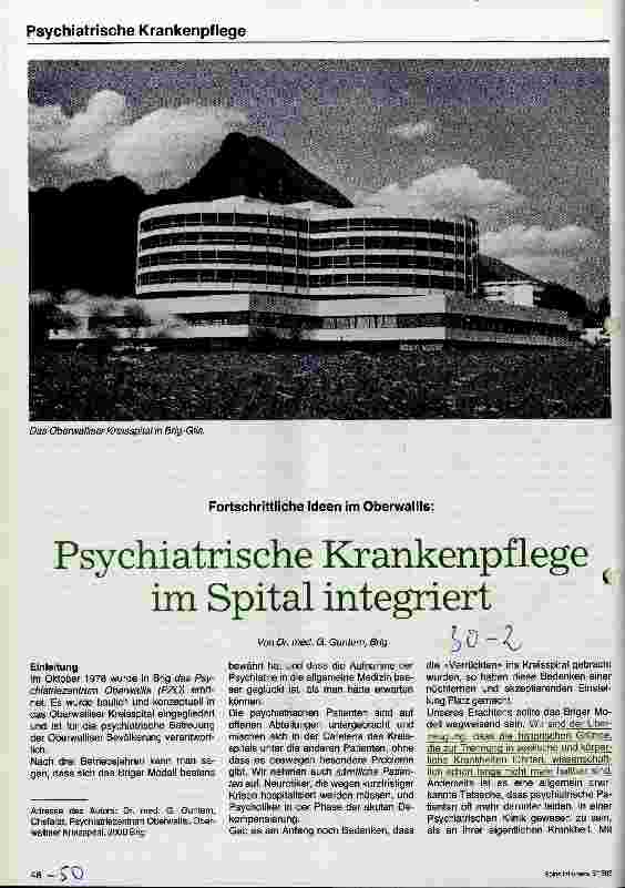 Vorschauseite 1: Psychiatrische Krankenpflege im Spital integriert
