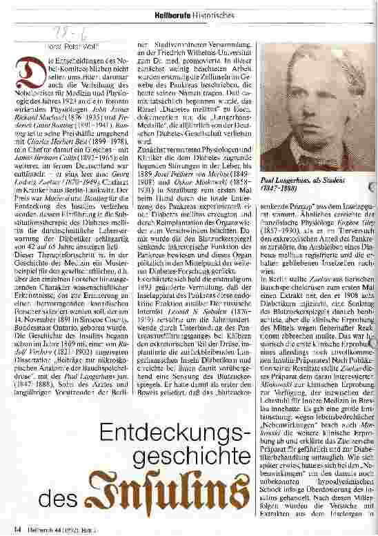 Vorschauseite 1: Entdeckungsgeschichte des Insulins