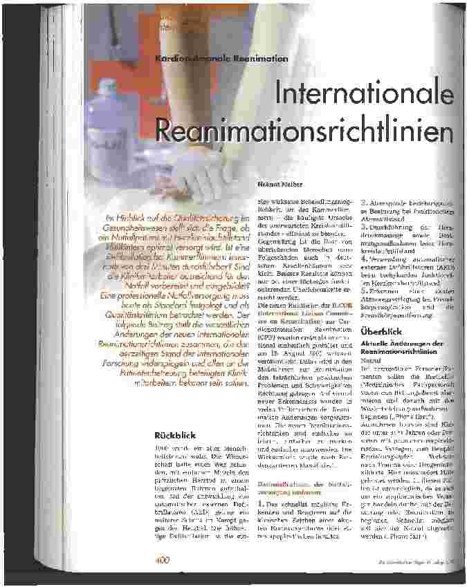 Vorschauseite 1: Internationale Reanimationsrichtlinien