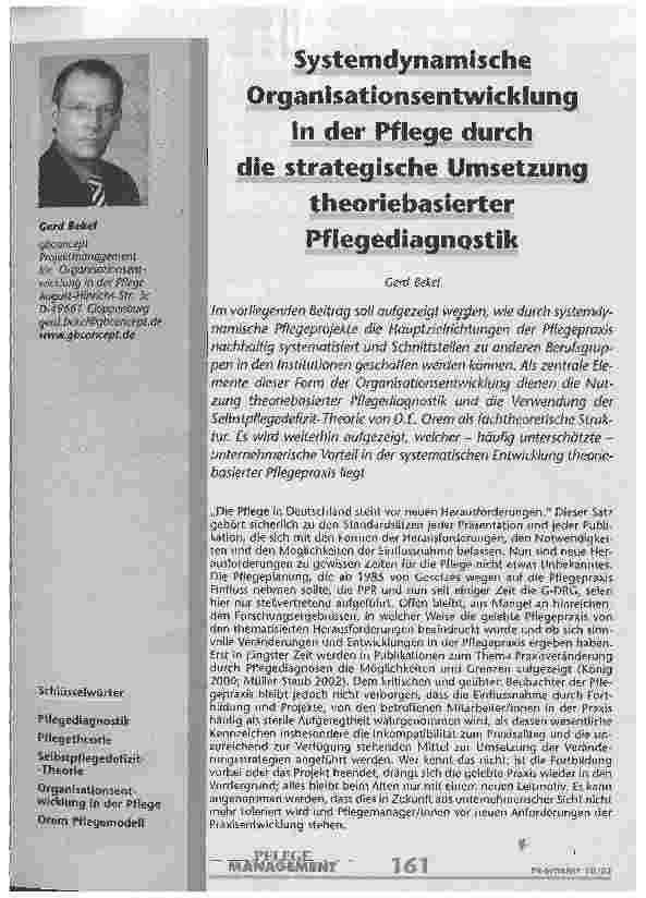 Vorschauseite 1: Systemdynamische Organisationsentwicklung in der Pflege durch die strategische Umsetzung theoriebasierter Pflegediagnostik