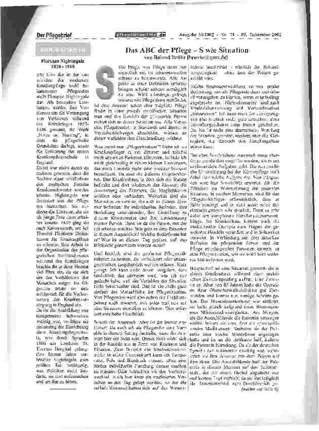 Vorschauseite 1: Das ABC der Pflege - S wie Situation