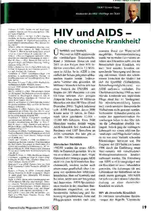 Vorschauseite 1: HIV und AIDS - eine chronische Krankheit?