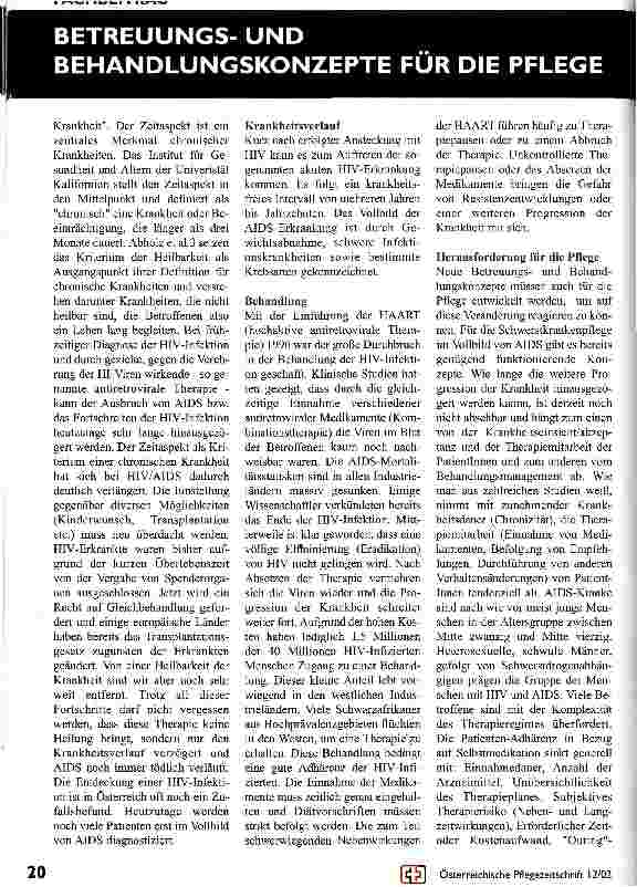 Vorschauseite 2: HIV und AIDS - eine chronische Krankheit?