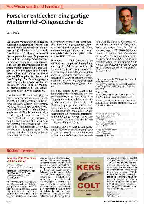 Vorschauseite 1: Forscher entdecken einzigartige Muttermilch-Oligosaccharide