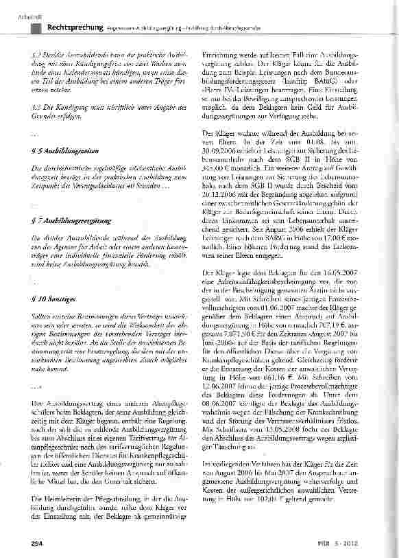 Vorschauseite 3: Angemessene Ausbildungsvergütung - Irreführung durch Altenpflegeschüler