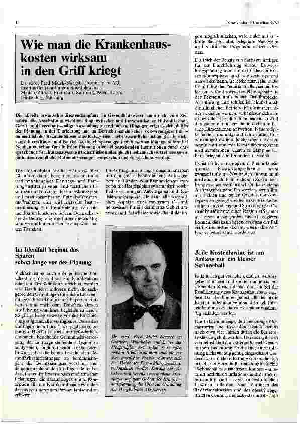 Vorschauseite 1: Wie man die Krankenhaus-kostenwirksam in den Griff kriegt