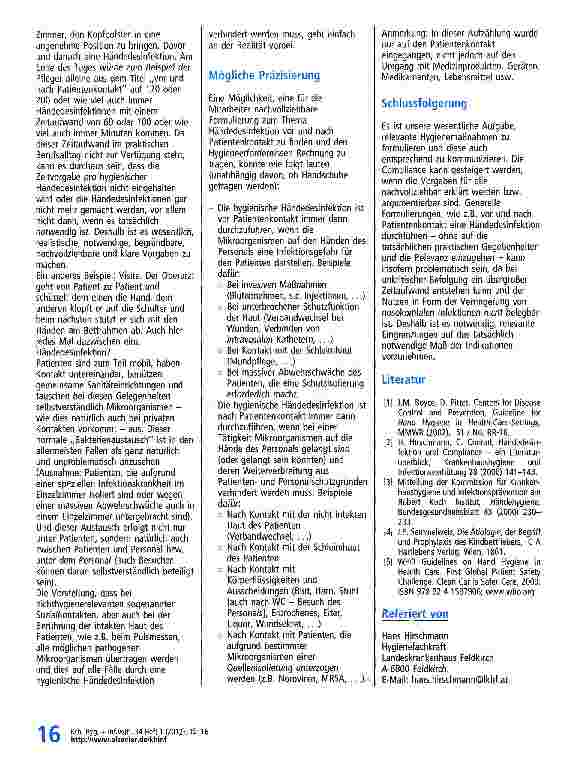 Vorschauseite 2: Hygienische Händedesinfektion vor und nach Patientenkontakt