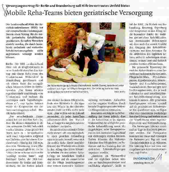 Vorschauseite 1: Mobile Reha-Teams bieten geriatrische Versorgung