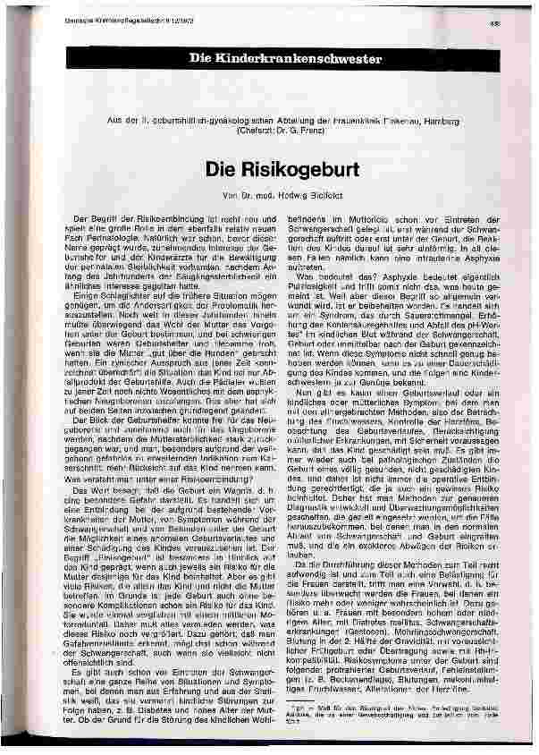 Vorschauseite 1: Die Risikogeburt