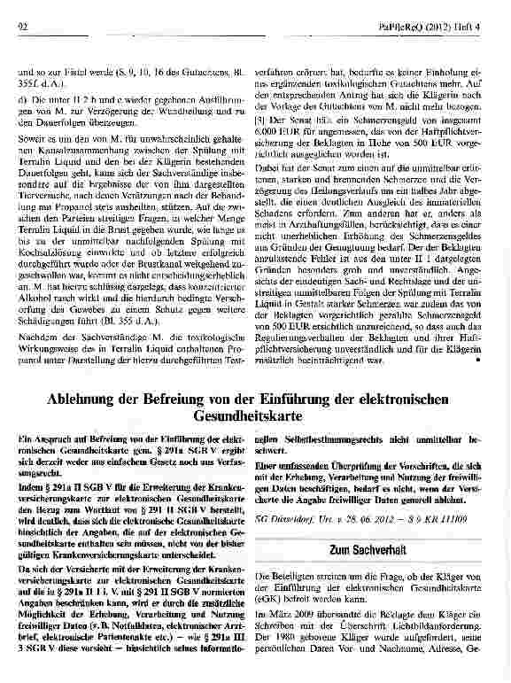 Vorschauseite 1: Ablehnung der Befreiung von der Einführung der elektronischen Gesundheitskarte