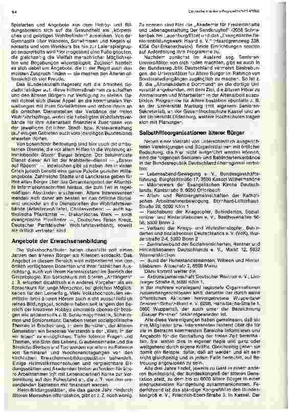 Vorschauseite 2: Freie Zeit - gut genutzt: Das Spektrum der Angebote für ältere Bürger in der Bundesrepublik Deutschland