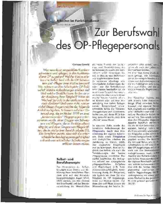 Vorschauseite 1: Zur Berufswahl des OP-Pflegepersonals