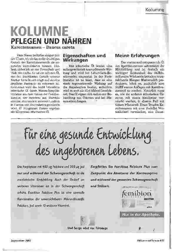 Vorschauseite 1: KOLUMNEPFLEGEN UND NÄHRENKarottensamen - Daucus carota