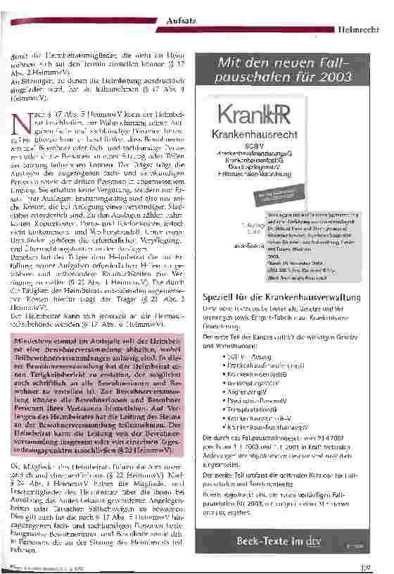Vorschauseite 3: Die neue Heimmitwirkungsverordnung (HeimmwV)