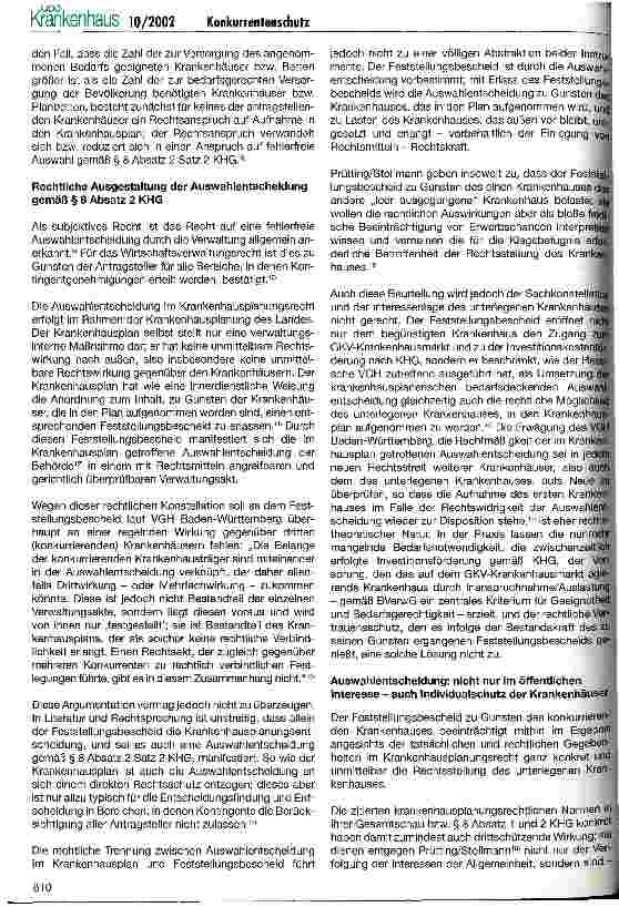 Vorschauseite 3: Konkurrentenschutz im Krankenhausplanungsrecht Zur Zulässigkeit der Konkurrentenklage