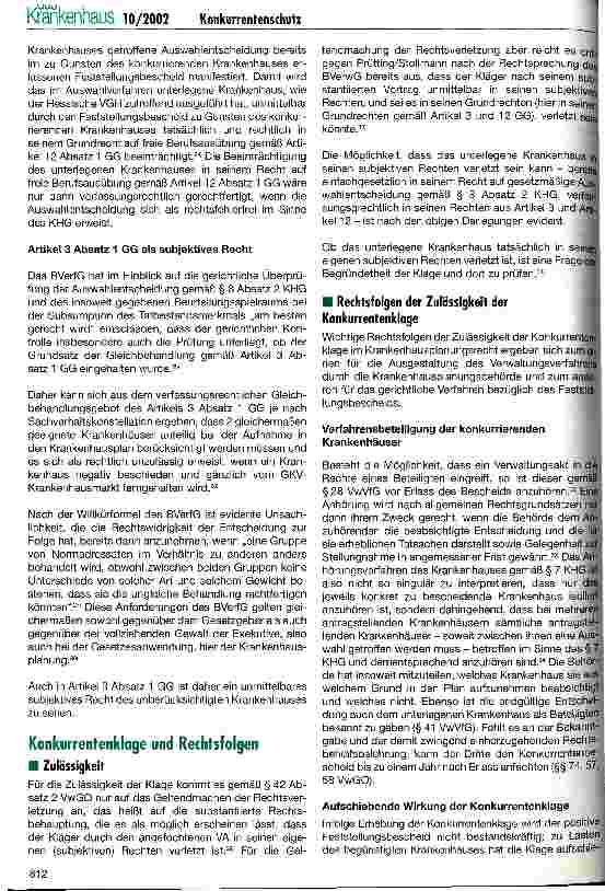 Vorschauseite 5: Konkurrentenschutz im Krankenhausplanungsrecht Zur Zulässigkeit der Konkurrentenklage