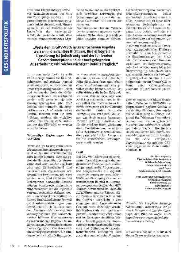 Vorschauseite 4: Richtung richtig, Umsetzung unklar