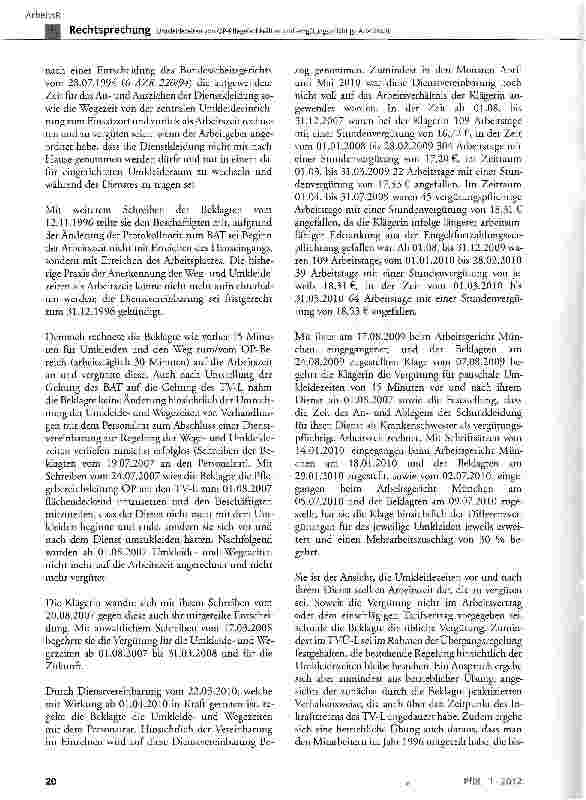 Vorschauseite 2: Umkleidezeiten von OP-Pflegefachkräften sind Vergütungspflichtige Arbeitszeit TV-L § 8 Abs. 4, § 24 Abs. 1 Satz 4, § 37 Abs. 1; TVÜ-L § 25; BGB § 133, § 157, § 611, § 612 Abs. 1