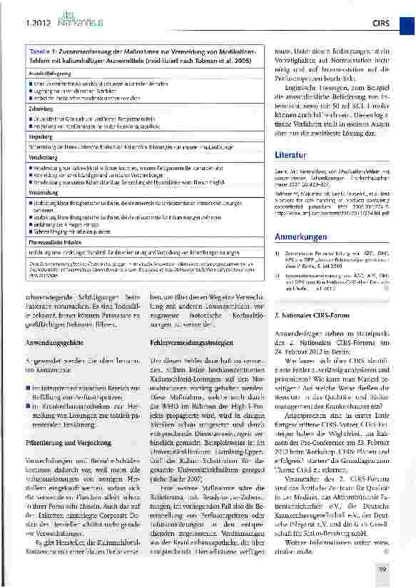 Vorschauseite 2: Verwechslung von KCL und NaCL bei der Vorbereitung einer Kurzinfusion