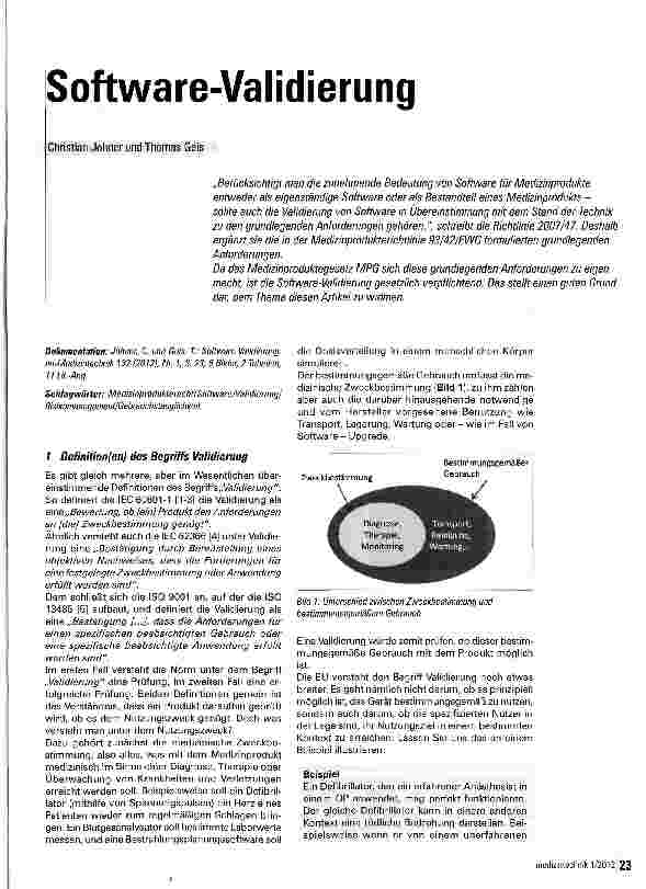 Vorschauseite 1: Software-Validierung