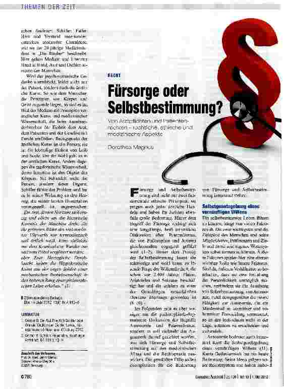 Vorschauseite 1: Fürsorge oder Selbstbestimmung?