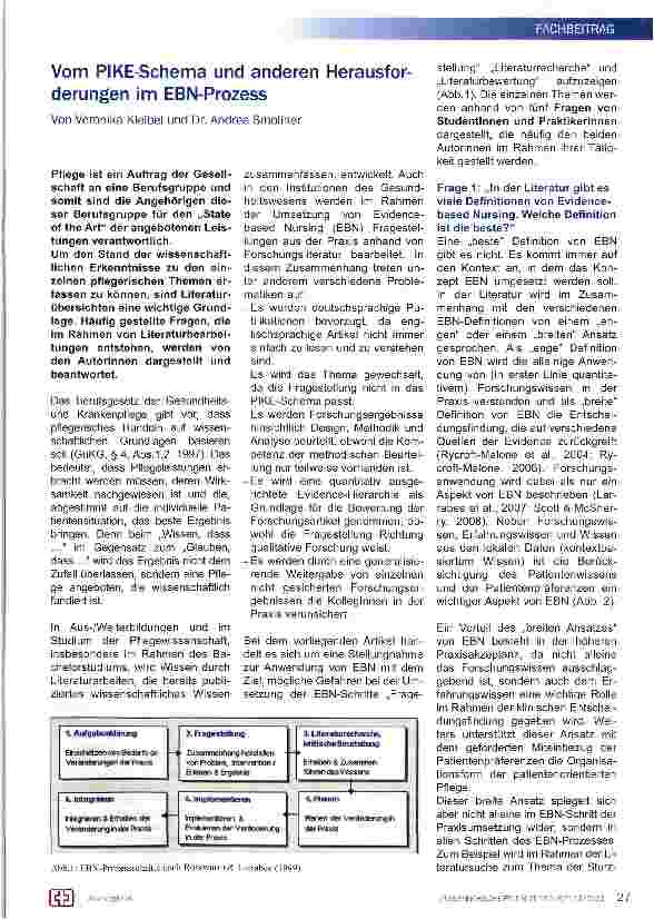 Vorschauseite 1: Vom PIKE-Schema und anderen Herausforderungen im EBN-Prozess