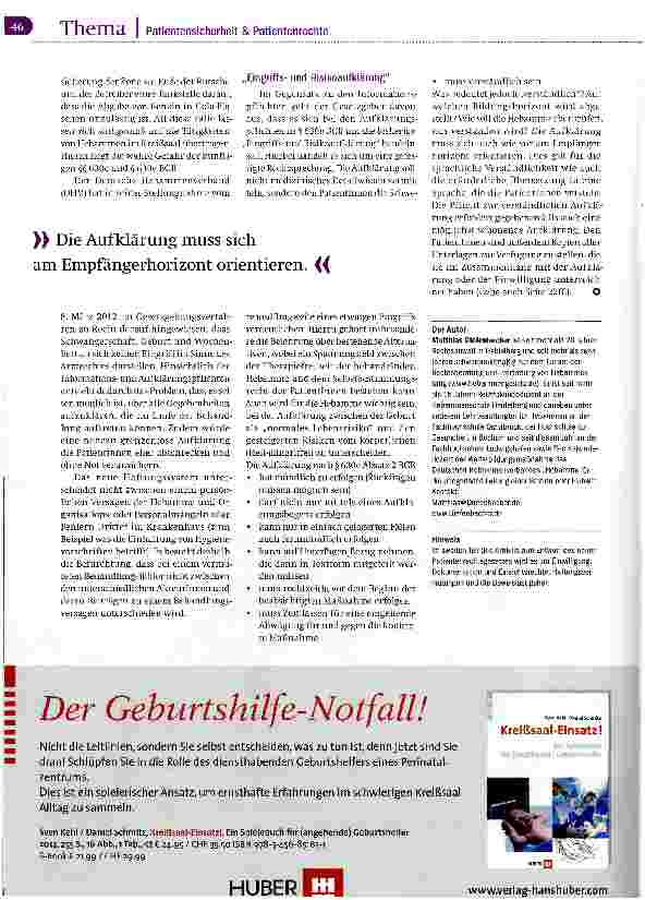 Vorschauseite 5: Das neue Patientenrechtegesetz Teil 1 Haftung und Risiken für Hebammen