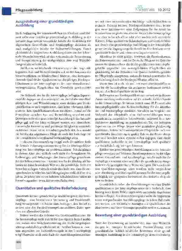 Vorschauseite 3: Grundständige Ausbildung in der Intensivpflege - eine Alternative zur traditionellen Weiterbildung?